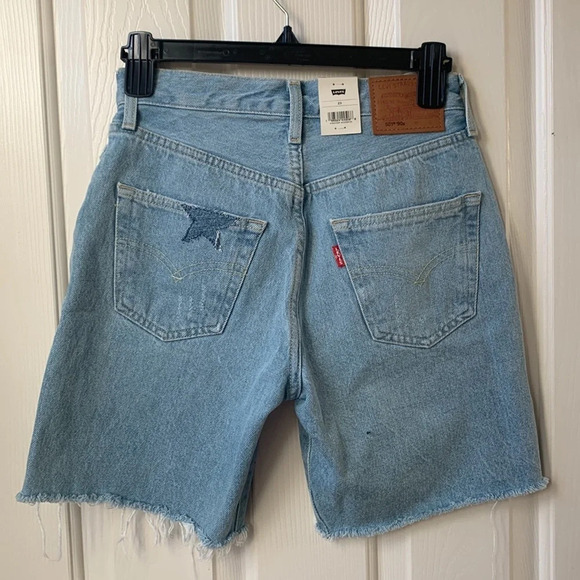 Levi’s 501 90’s embroidered short raw hem size 23 - Picture 3 of 11